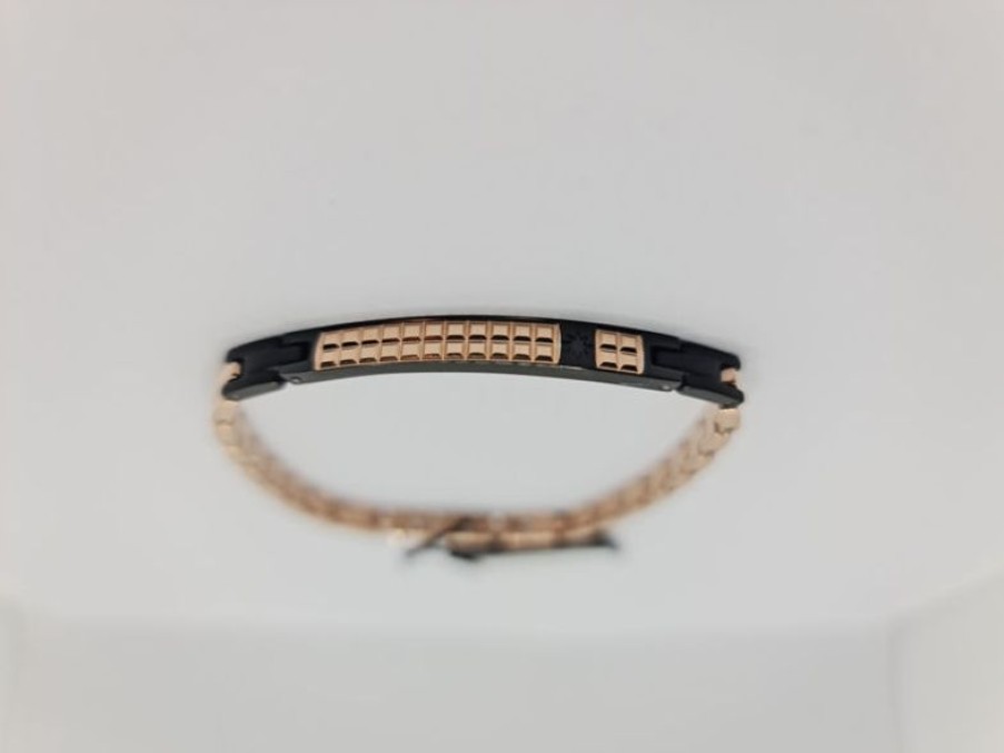 Zancan Bracciale Uomo In Acciaio Rose Con Piastrina Gioielli Zancan Hi-Teck