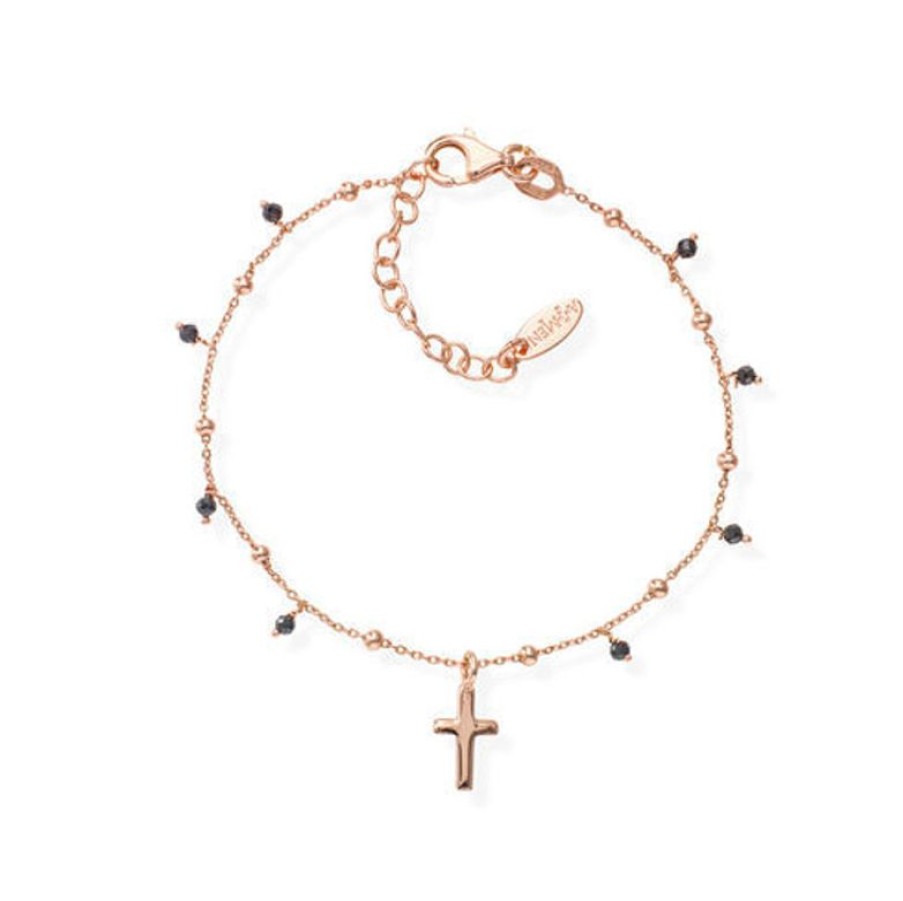 Amen Bracciale Amen Con Croce In Argento Rose