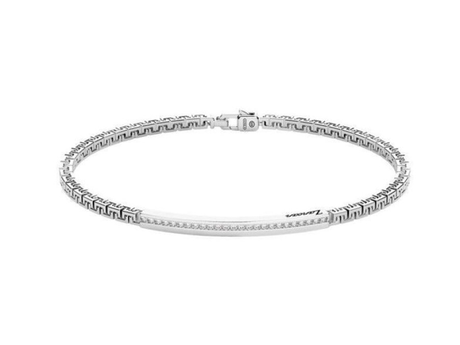 Zancan Bracciale Uomo In Argento Con Zirconi Bianchi Gioielli Zancan