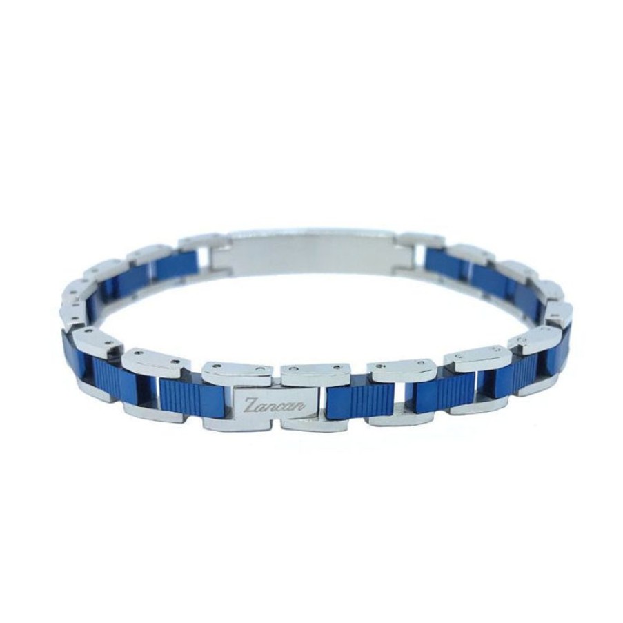 Zancan Bracciale Uomo In Acciaio Con Piastrina Gioielli Zancan Hi-Teck