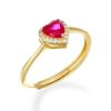 Amen Anello Regolabile Con Cuore Zircone Rosso Amen