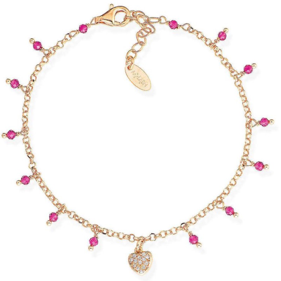 Amen Bracciale In Argento Rose Con Cuore Gioielli Amen Romance