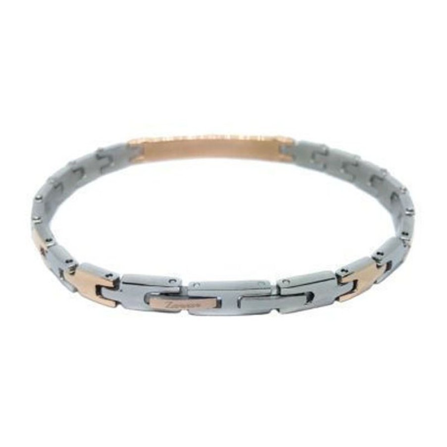 Zancan Bracciale Uomo In Acciaio Con Piastrina Gioielli Zancan Hi-Teck