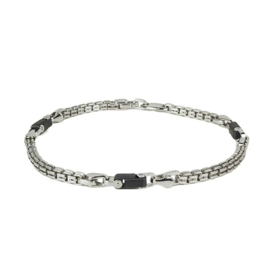 Zancan Bracciale Uomo In Argento E Ceramica Gioielli Zancan