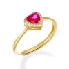 Amen Anello Regolabile Con Cuore Zircone Rosso Amen