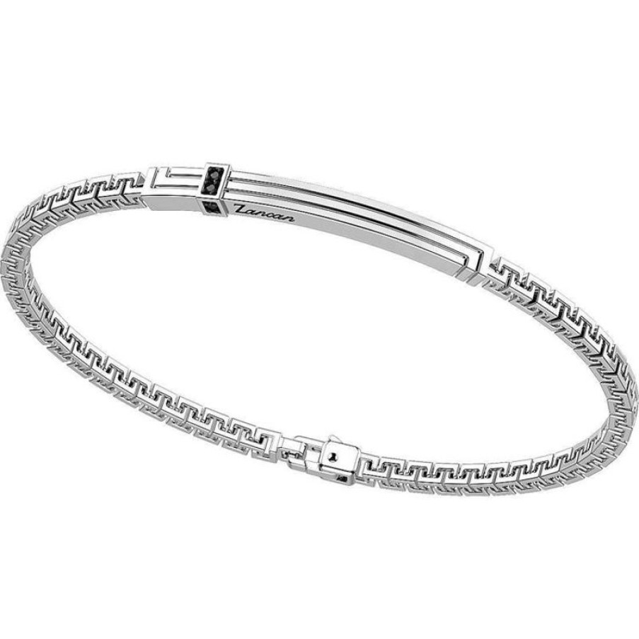 Zancan Bracciale Uomo In Argento Con Piastrina Gioielli Zancan Insignia 925| Exb817