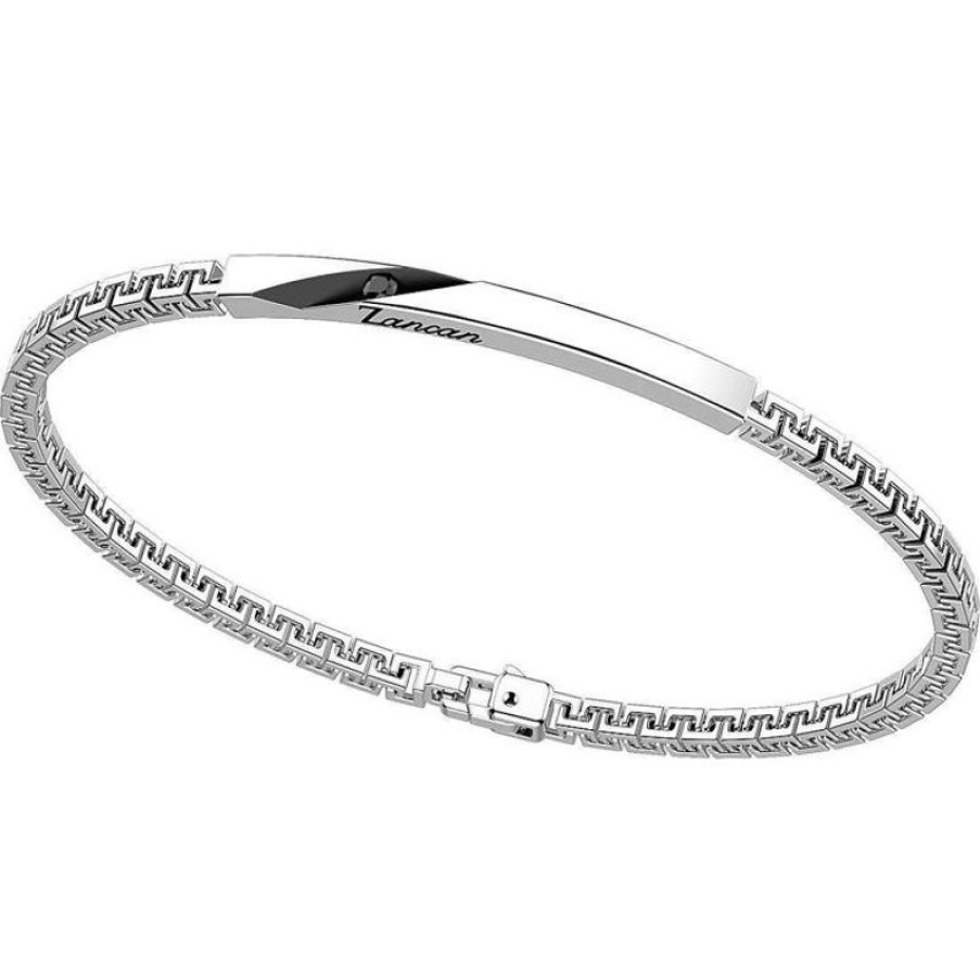 Zancan Bracciale Uomo In Argento E Spinelli Neri Gioielli Zancan Insignia