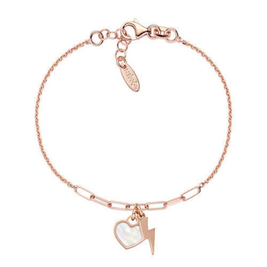 Amen Bracciale In Argento " Cuore E Fulmine" Gioielli Amen Le Madreperle