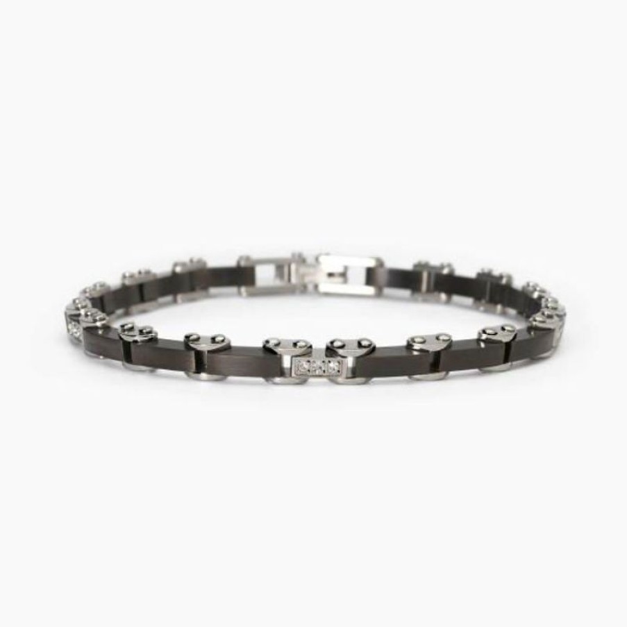 2Jewels Bracciale In Acciaio 316L Pvd Gunmetal Cristalli Gioielli 2Jewels