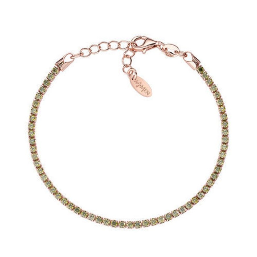 Amen Bracciale Tennis Rose Zirconi Verdi Gioielli Amen