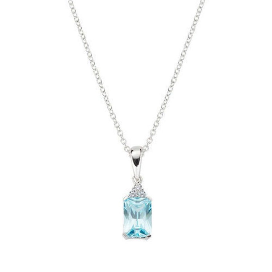 Amen Collana Princess Con Zirconi Acqua Marina E Bianchi Amen