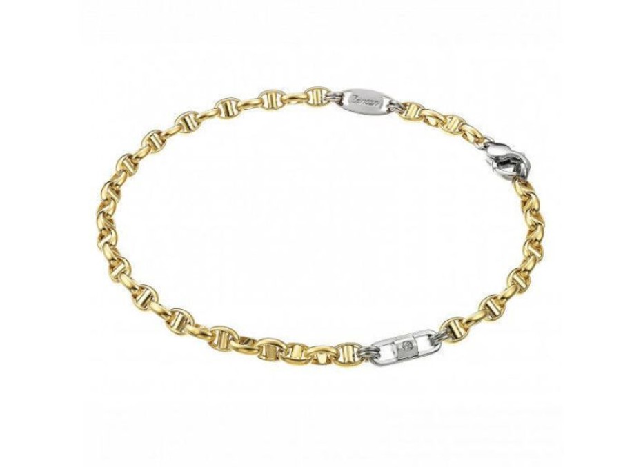 Zancan Bracciale Zancan Insigna In Oro Giallo E Oro Bianco Con Diamante Eb549Bg