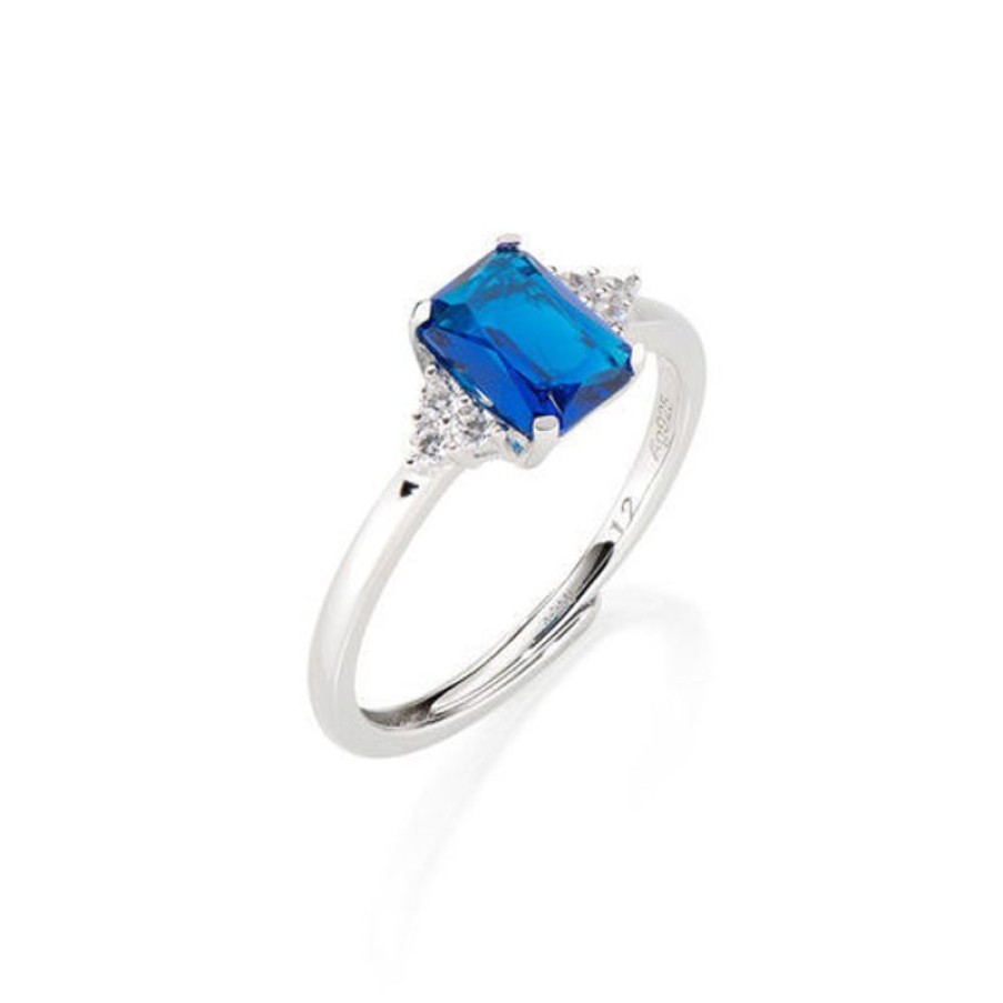 Amen Anello Regolabile Princess Con Zirconi Blu E Bianchi Amen