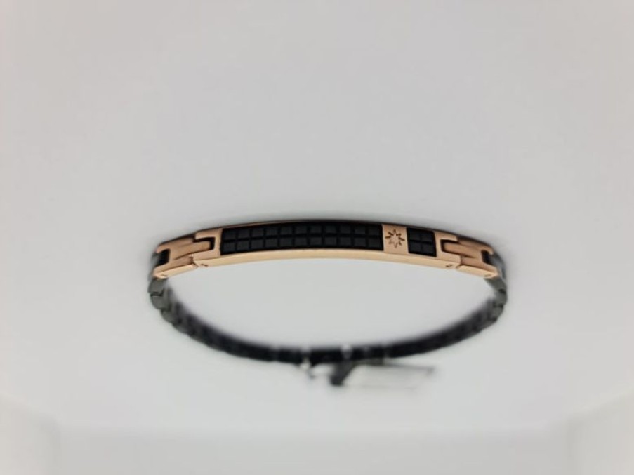 Zancan Bracciale Uomo In Acciaio Con Piastrina Gioielli Zancan Hi-Teck