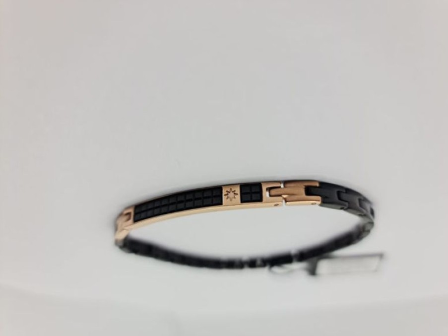 Zancan Bracciale Uomo In Acciaio Con Piastrina Gioielli Zancan Hi-Teck