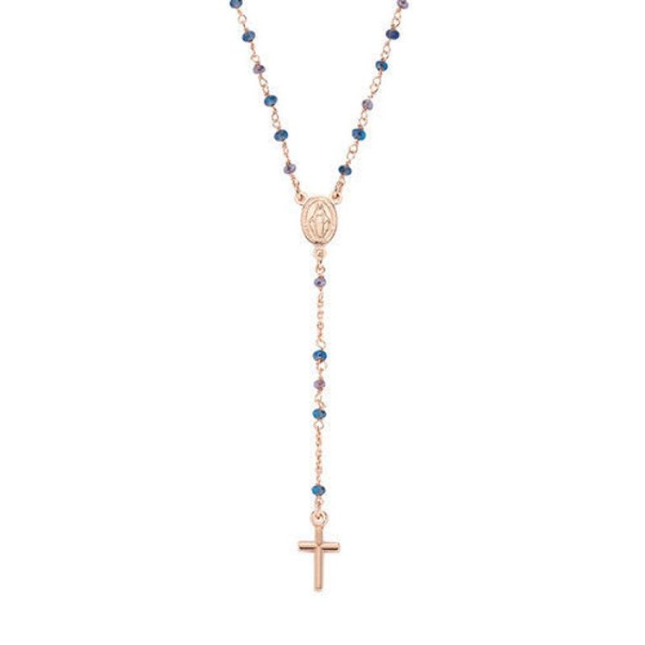 Amen Collana Rosario Cristalli Blu E Tortora Gioielli Amen