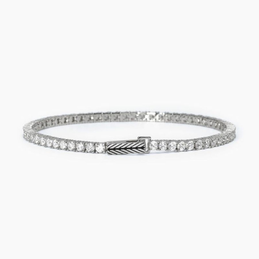 Mabina Bracciale Uomo In Argento Con Zirconi Bianchi Gioielli Mabina